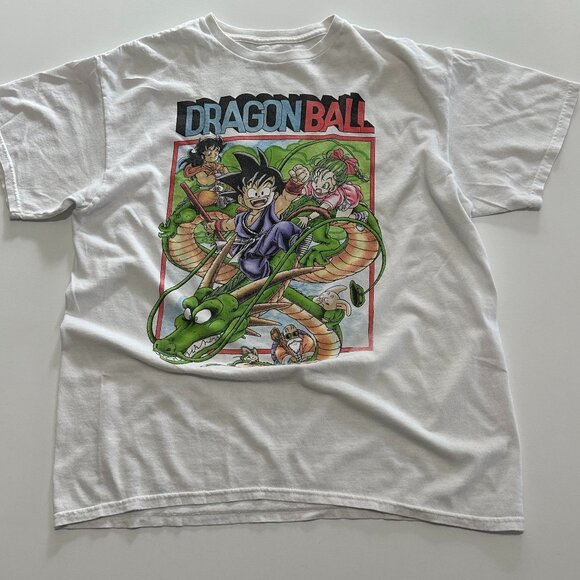 Dragon Ball Z vintage White Graphic Anime T-shirt Large - Picture 1 of 6